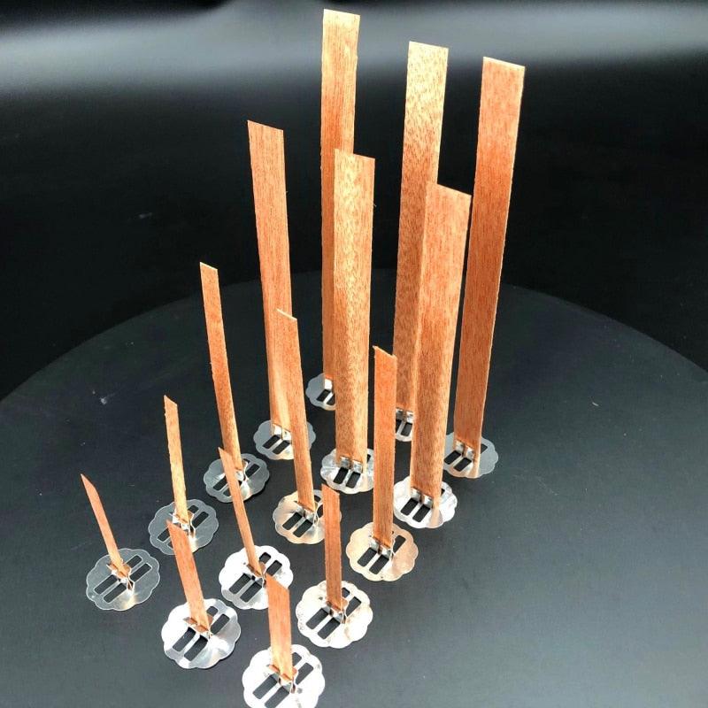 10pc Wooden Candle Wicks with Sustainer Tab for DIY Projects