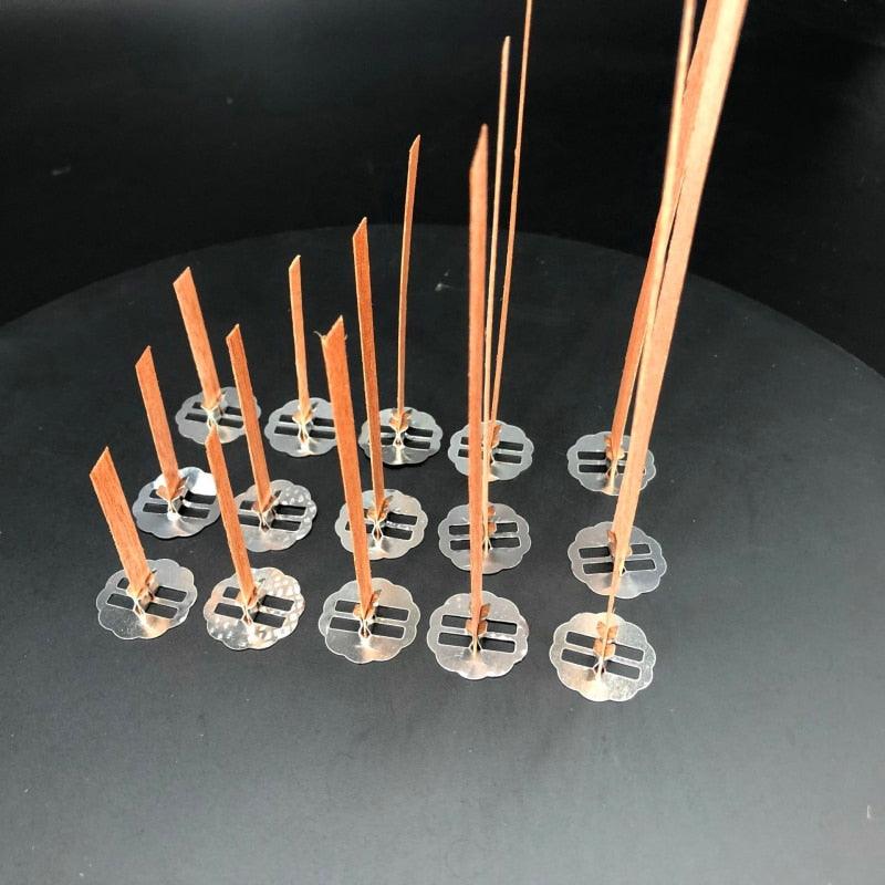 10pc Wooden Candle Wicks with Sustainer Tab for DIY Projects
