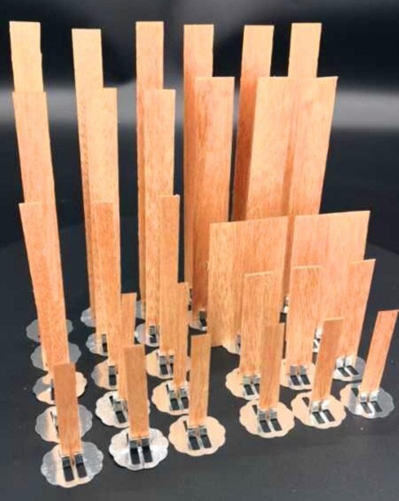 10pc Wooden Candle Wicks with Sustainer Tab for DIY Projects