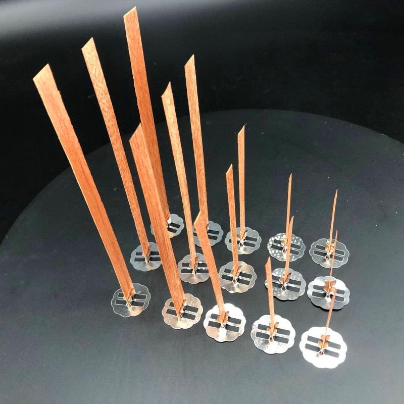 10pc Wooden Candle Wicks with Sustainer Tab for DIY Projects