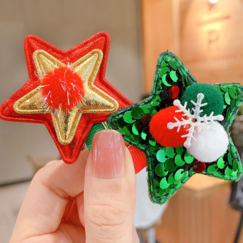 10 piezas de horquillas navideñas de dibujos animados para niños