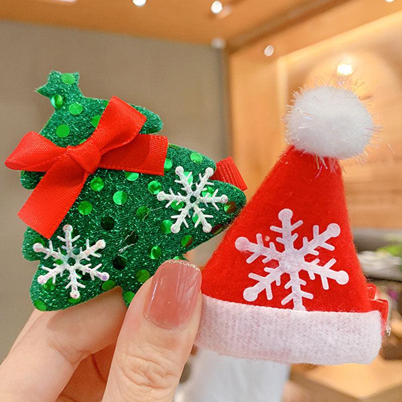 10 piezas de horquillas navideñas de dibujos animados para niños