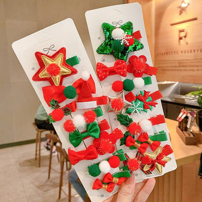 10pcs Cartoon Christmas Hairpins for Kids