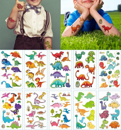10pcs Colorful Dinosaur Temporary Tattoos for Kids