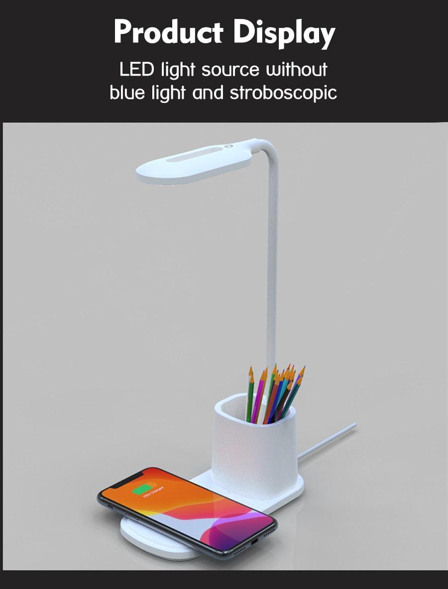 Lámpara de escritorio LED de carga inalámbrica rápida QI de 10W
