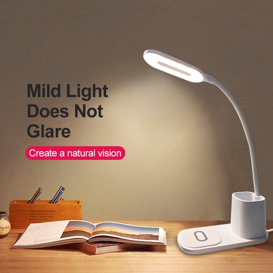 Lámpara de escritorio LED de carga inalámbrica rápida QI de 10W