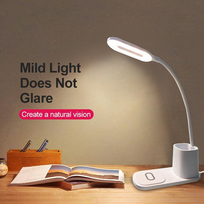 Lámpara de escritorio LED de carga inalámbrica rápida QI de 10W