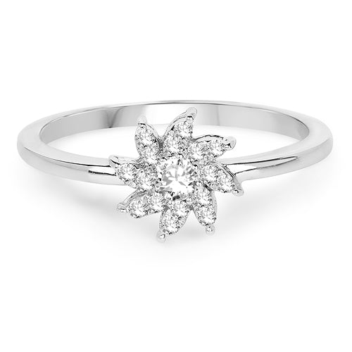 Bague en cluster de diamant blanc de 0,18 carat en or blanc 14K