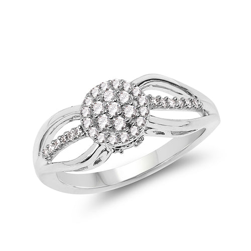 Anillo de Compromiso de Diamante Blanco Genuino de 0.25 Quilates en Oro Blanco de 14K