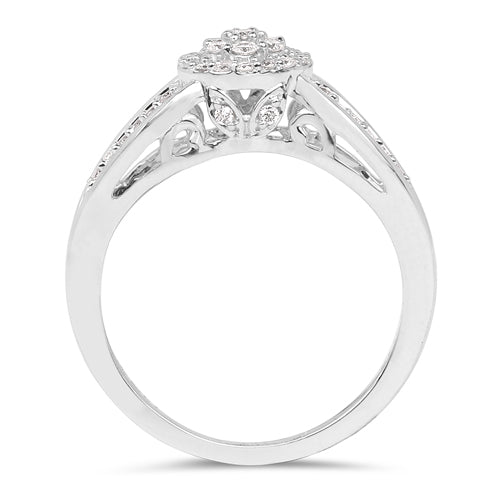 Anillo de Compromiso de Diamante Blanco Genuino de 0.25 Quilates en Oro Blanco de 14K