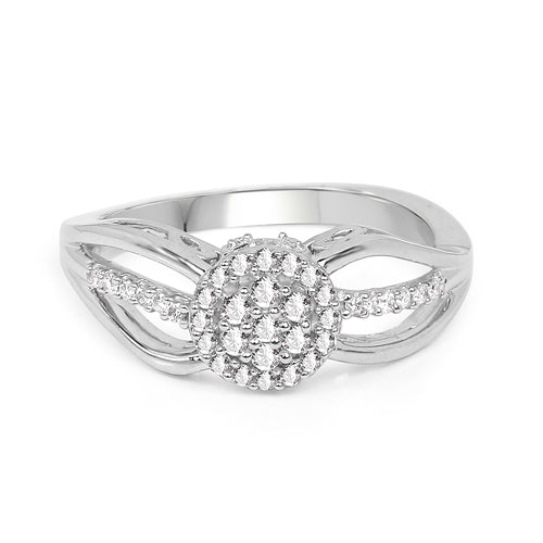 Anillo de Compromiso de Diamante Blanco Genuino de 0.25 Quilates en Oro Blanco de 14K