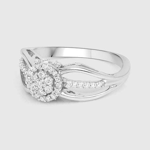 Anillo de Compromiso de Diamante Blanco Genuino de 0.25 Quilates en Oro Blanco de 14K