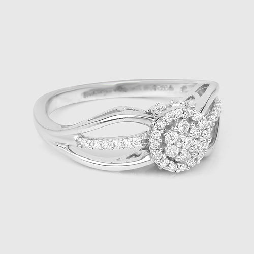 Anillo de Compromiso de Diamante Blanco Genuino de 0.25 Quilates en Oro Blanco de 14K
