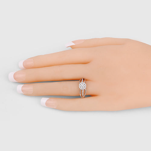 Anillo de Compromiso de Diamante Blanco Genuino de 0.25 Quilates en Oro Blanco de 14K