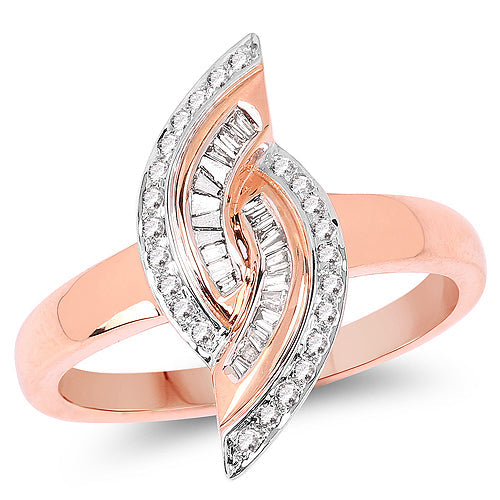 Anillo de Compromiso de Diamante Blanco Genuino de 0.29 Quilates en Oro Rosa de 14K