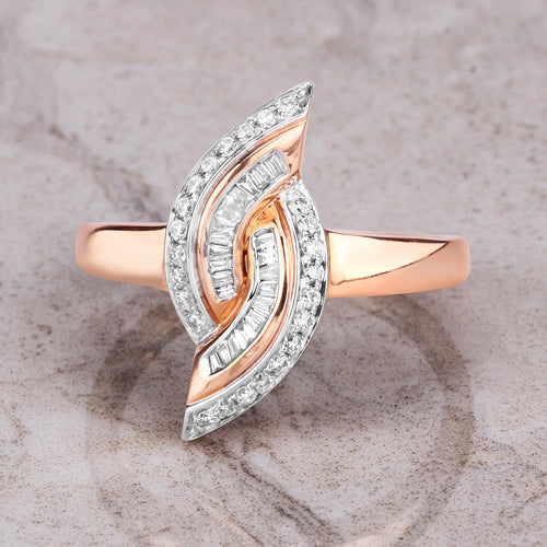 Anillo de Compromiso de Diamante Blanco Genuino de 0.29 Quilates en Oro Rosa de 14K