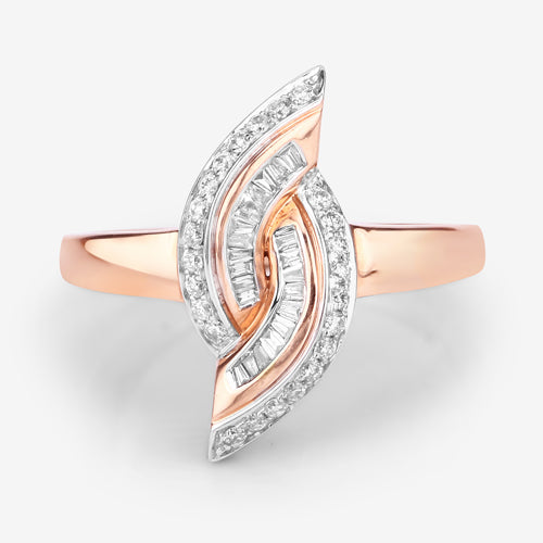 Anillo de Compromiso de Diamante Blanco Genuino de 0.29 Quilates en Oro Rosa de 14K
