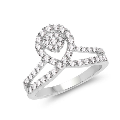 Anillo de Compromiso de Diamante Blanco de 0.54 Quilates en Oro Blanco de 14K