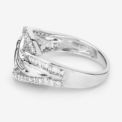 Anillo Cruzado de Diamante Blanco de 0.72 Quilates en Oro Blanco de 14K