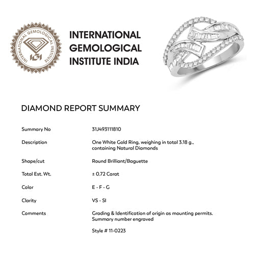 Anillo Cruzado de Diamante Blanco de 0.72 Quilates en Oro Blanco de 14K
