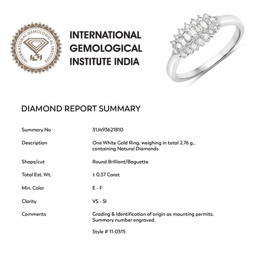 Anillo de Compromiso de Diamante Blanco de 0.37 Quilates en Oro Blanco de 14K