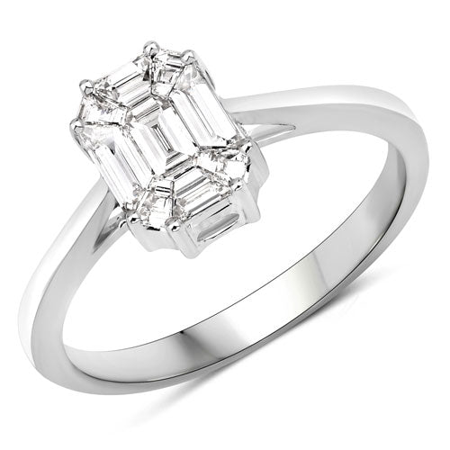Bague de fiançailles en diamant blanc véritable de 0,48 carat en or blanc 18K