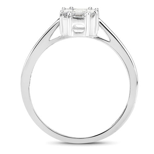 Bague de fiançailles en diamant blanc véritable de 0,48 carat en or blanc 18K