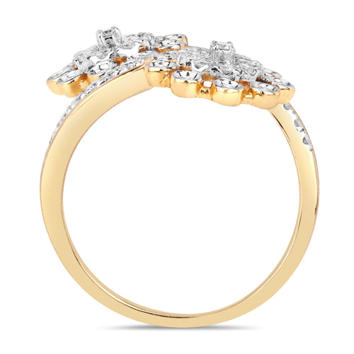 Bague Bypass en Diamant Blanc de 0,56 Carat en Or Jaune 14K