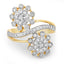 Bague Bypass en Diamant Blanc de 0,56 Carat en Or Jaune 14K