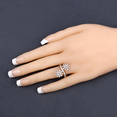 Bague Bypass en Diamant Blanc de 0,56 Carat en Or Jaune 14K