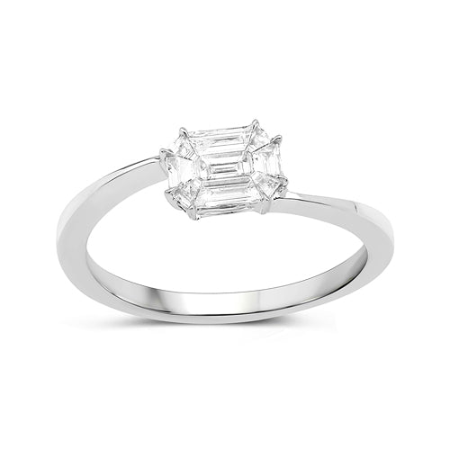 0.33 Carat White Diamond Bypass Ring in 18K White Gold