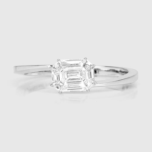 0.33 Carat White Diamond Bypass Ring in 18K White Gold