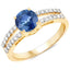 1.29 Carat Blue Sapphire and Diamond 14K Yellow Gold Engagement Ring