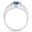 Bague Halo en Saphir Bleu et Diamants de 1,34 Carat en Or Blanc 14K