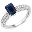 Bague de fiançailles en or blanc 14K avec saphir bleu et diamants de 1,55 carat