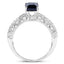 Bague de fiançailles en or blanc 14K avec saphir bleu et diamants de 1,55 carat