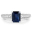 Bague de fiançailles en or blanc 14K avec saphir bleu et diamants de 1,55 carat