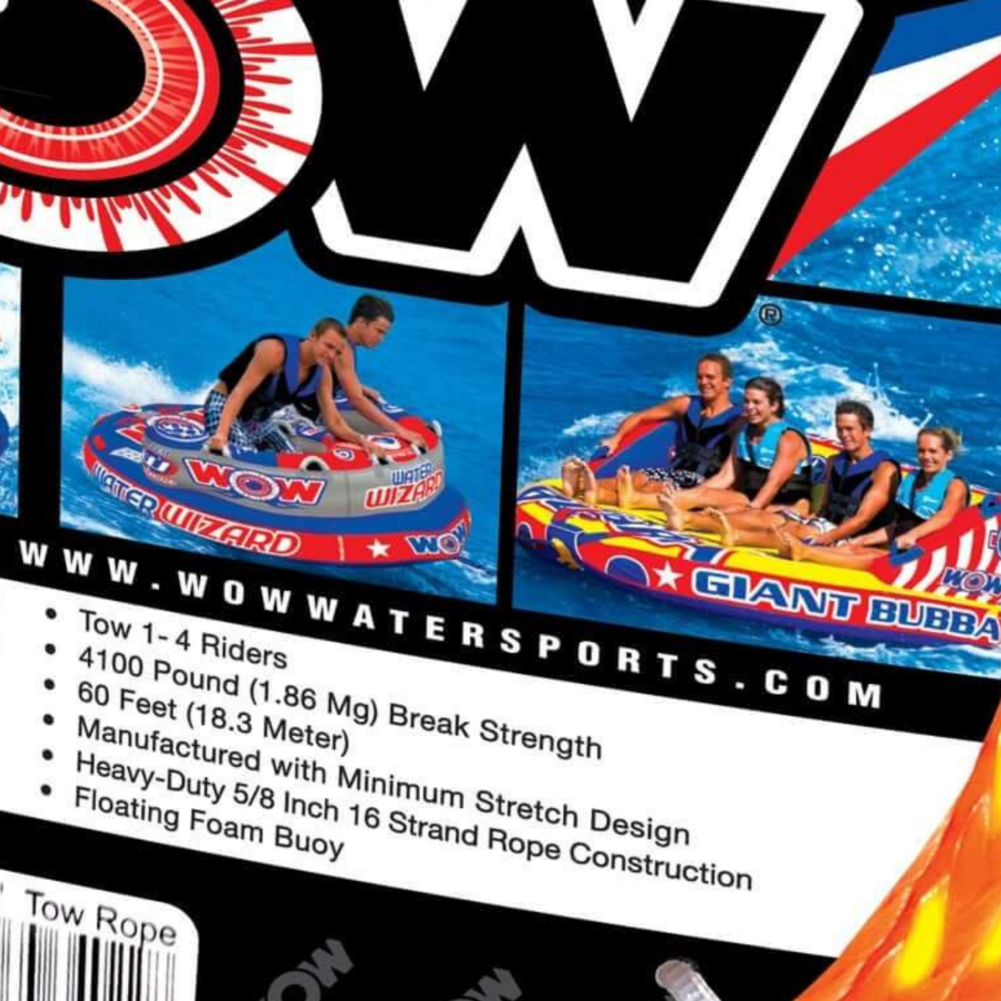 Cuerda de remolque WOW Watersports 4K de 60' para deportes acuáticos