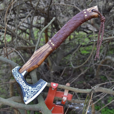 Artisan Crafted High Carbon Steel Etched Functional Axe - Korvel
