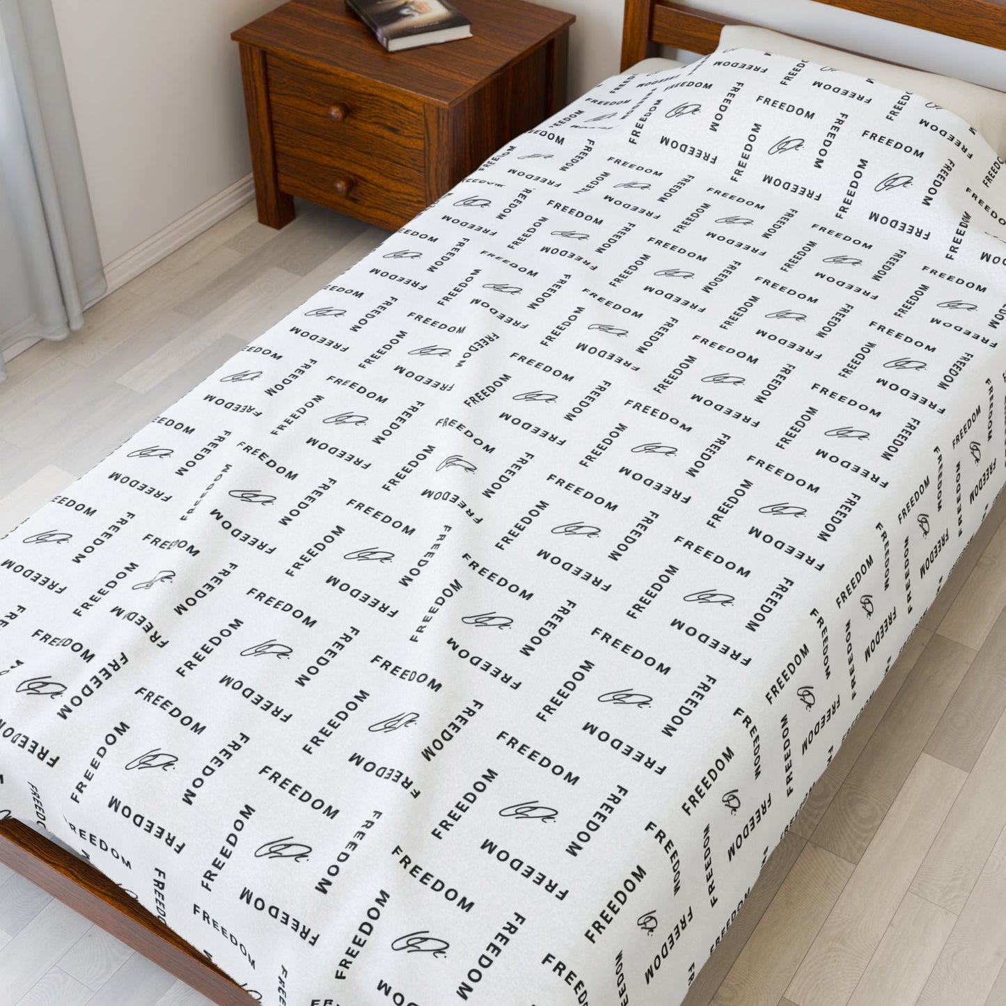 Couverture en velours noir et blanc Freedom – Plaid ultra-doux