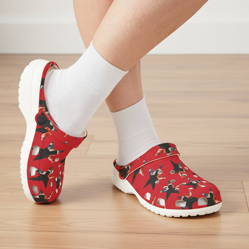 Red Presidential Silhouette Star EVA Clogs – Lightweight Slip-Ons