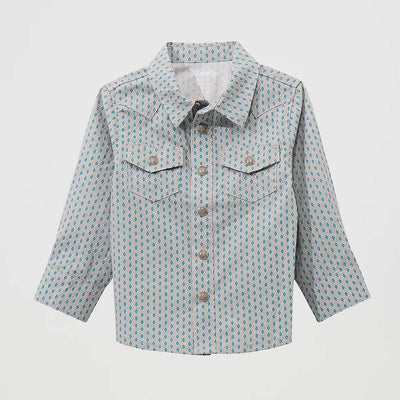 Stylish Grey and Blue Printed Shirt for Baby Boys - Korvel