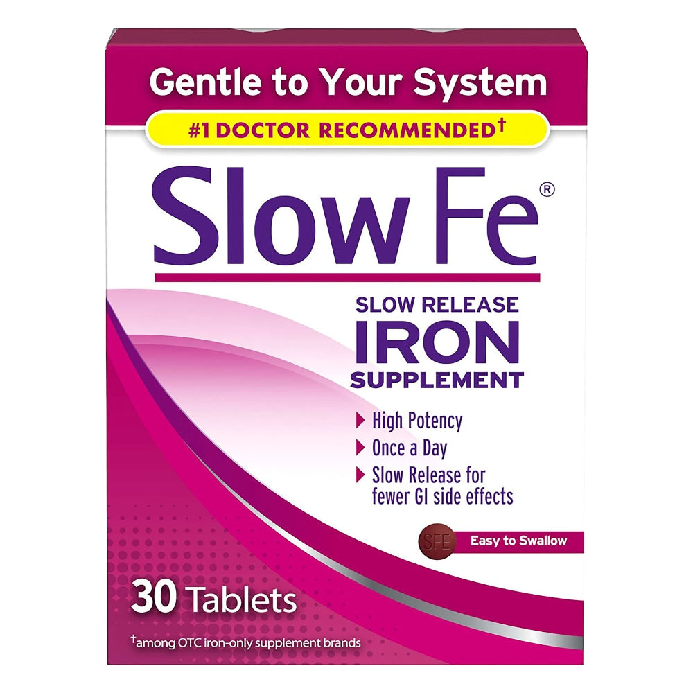 Slow Fe Slow Release Iron Supplement 45mg Tablets - 30 Count