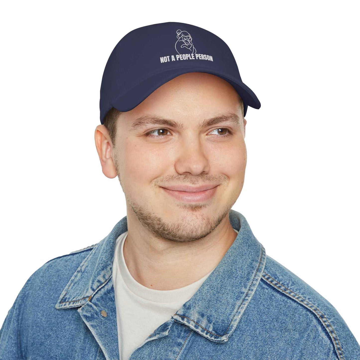 Casquette en coton à profil bas avec art linéaire de chat "Pas une personne sociable"