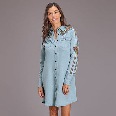 Embroidered Denim Western Dress for Women | Roper - Korvel