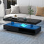 U-Can LED coffee table with storage space, modern central table with 2 drawers and display rack, equipped with LED lights, black - Korvel