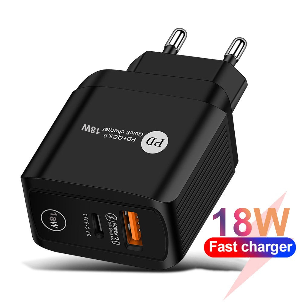 18W PD+QC3.0 fast charging charger with Type-c QC3.0 fast charging head - Korvel