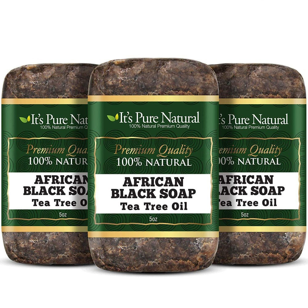 Savon Noir Africain Naturel Pur avec Huile d'Arbre à Thé - 5 Oz