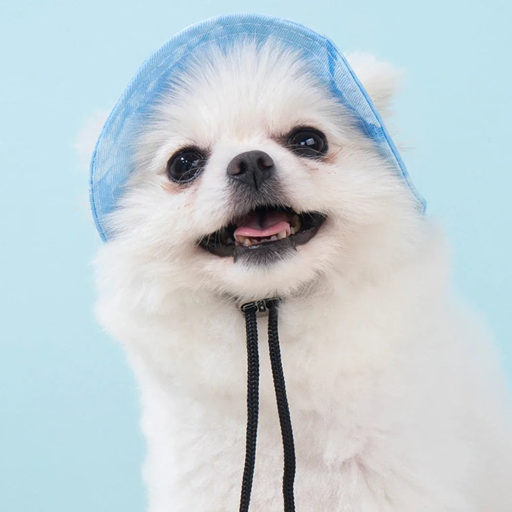 Fashion Dog Hat Adjustable Pet Bucket Hats with Ear Holes Summer Outdoor Round Brim Sun Hat for Samll Dogs Cats Pet Supplies - Korvel