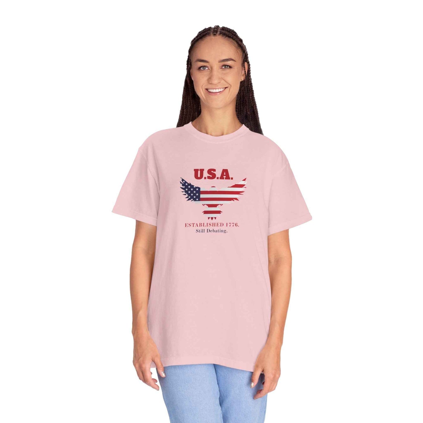 U.S.A. Still Debating Tee – Patriotic Humor Shirt